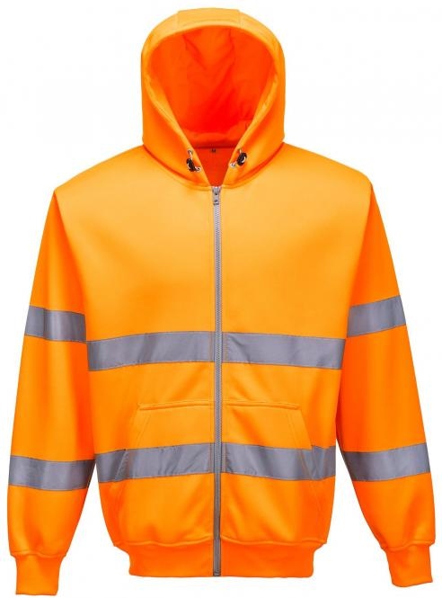 Portwest B305 High visibility hooded sweatshirt jacket orange