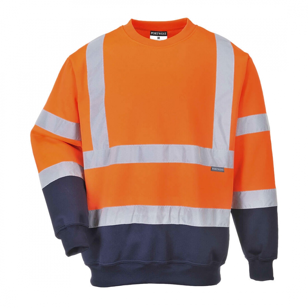 Portwest B306 High visibility sweatshirt class 3 orange/navy blue