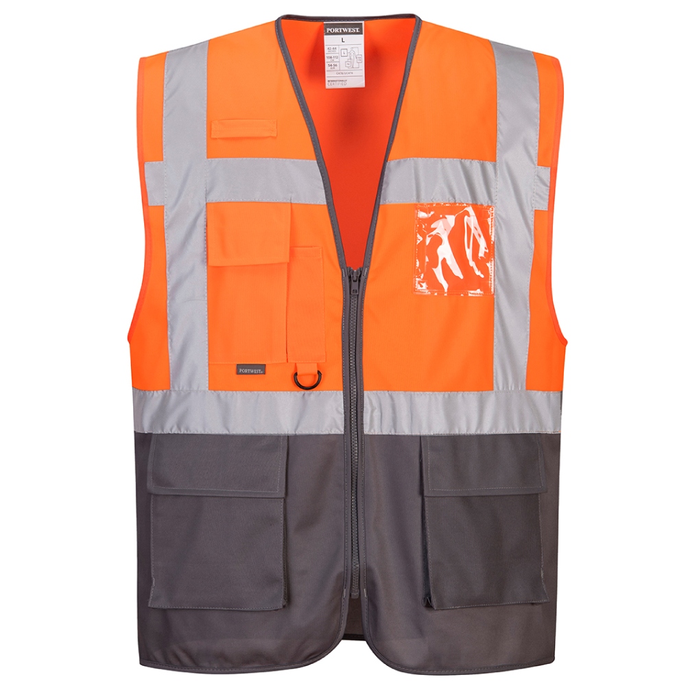 Portwest C476 WARSAW Executive high visibility vest orange-grey S-3XL