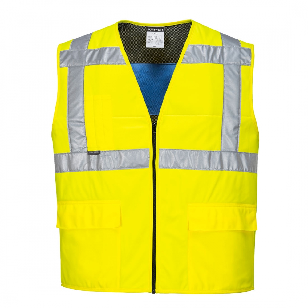 Portwest CV02 High visibility cooling vest with reflective tape yellow