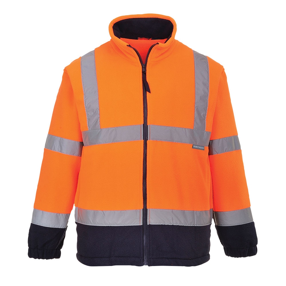 Portwest F301 Two tone hi vis fleece jacket orange/navy