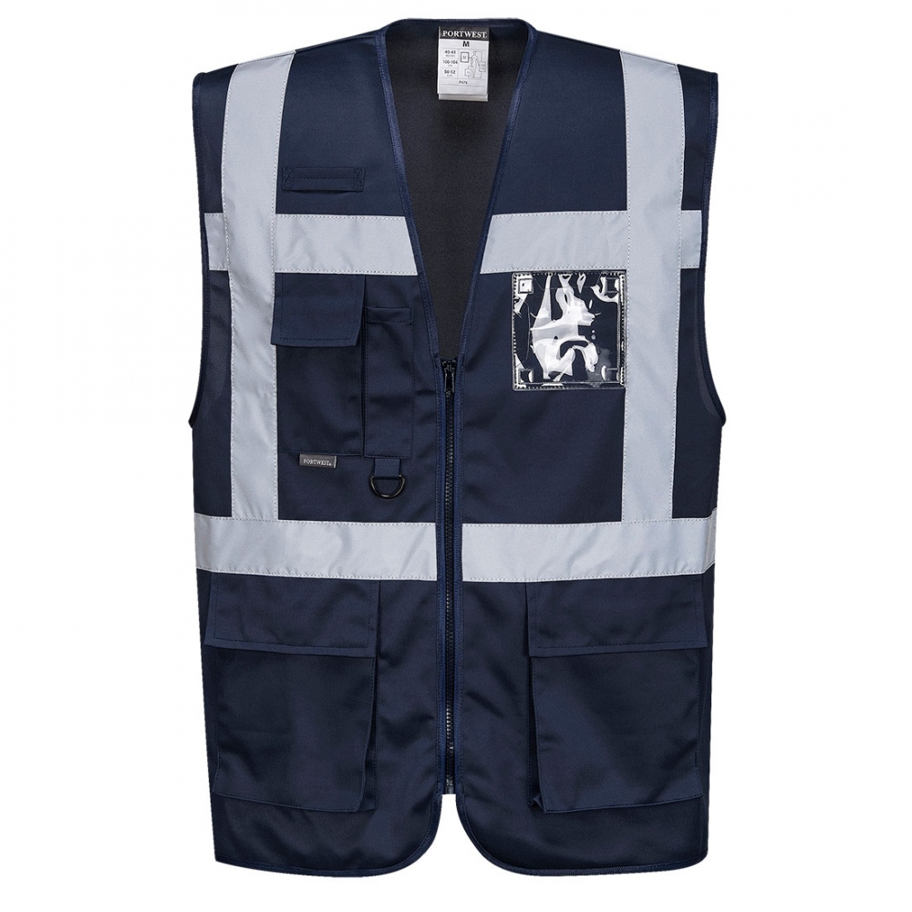 Portwest F476 Iona Executive work vest with reflective tape navy blue