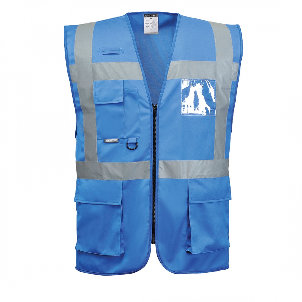 Portwest F476 Iona Executive work vest with reflective tape royal blue