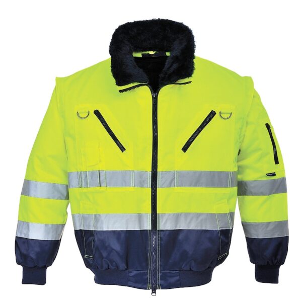 Hi vis bomber jacket 4-in-1 class 3 jaune/navy S-5XL, Portwest PJ50Y