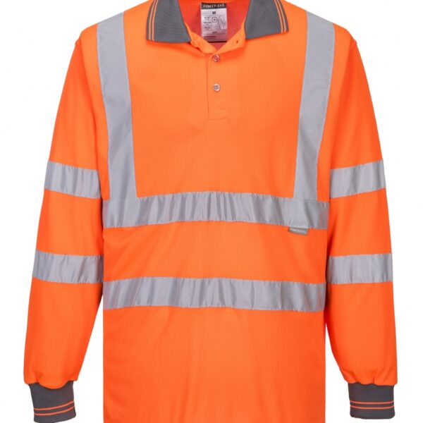 Portwest S277 High visibility longsleeve polo shirt orange XS-4XL