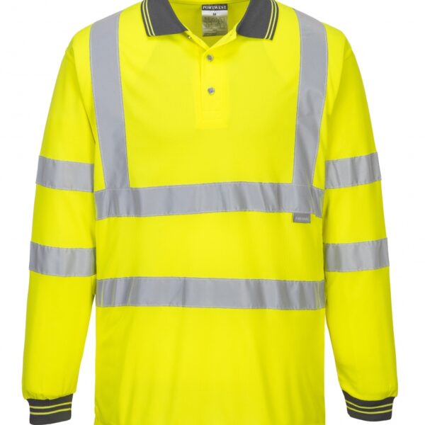 Portwest S277 High visibility longsleeve polo shirt yellow XS-6XL