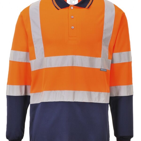 Portwest S279 High visibility longsleeve polo shirt orange/navy S-4XL