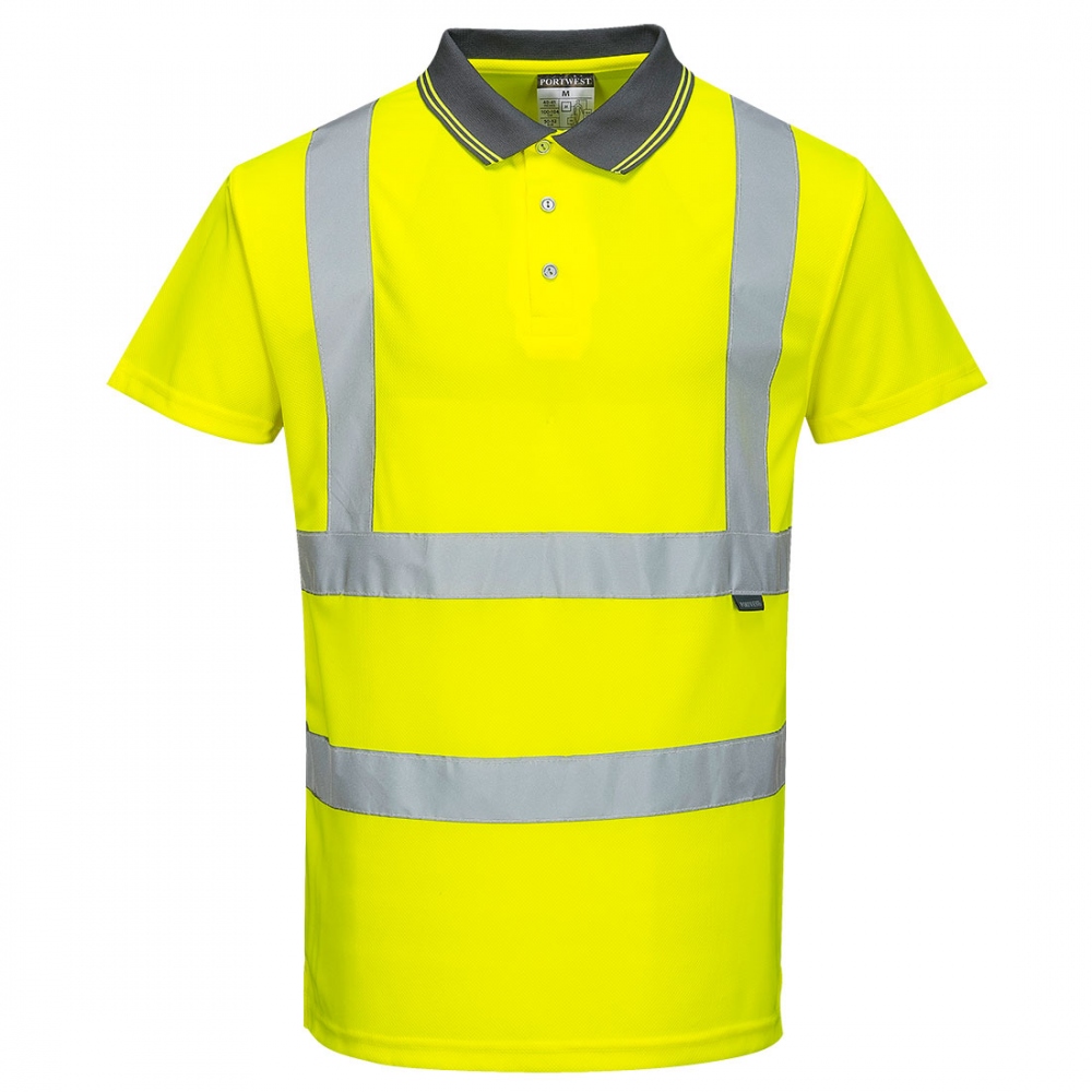 Portwest S477 High visibility shortsleeve polo shirt yellow XS-7XL
