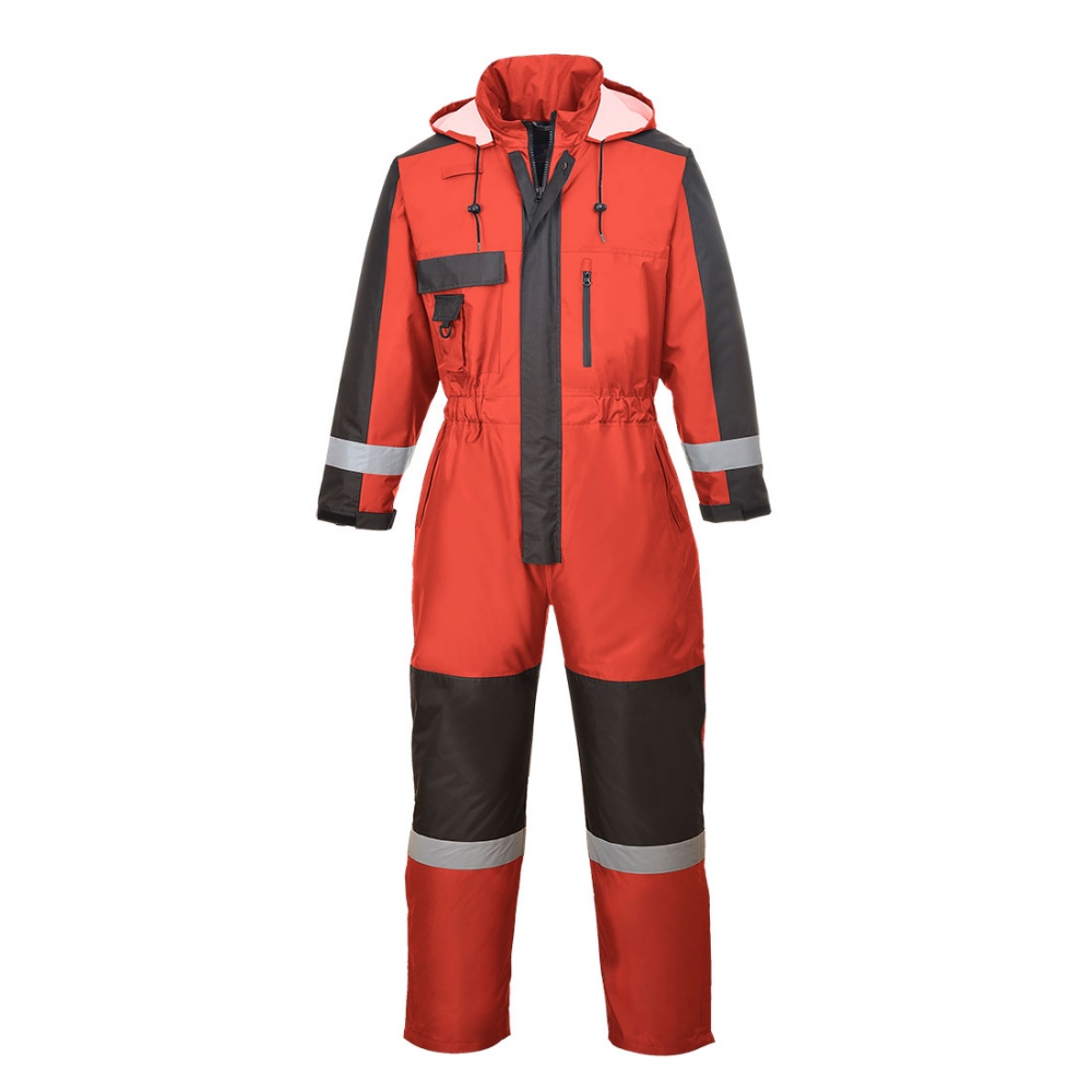 Portwest S585 Thermo winter coverall with reflective tape red/black