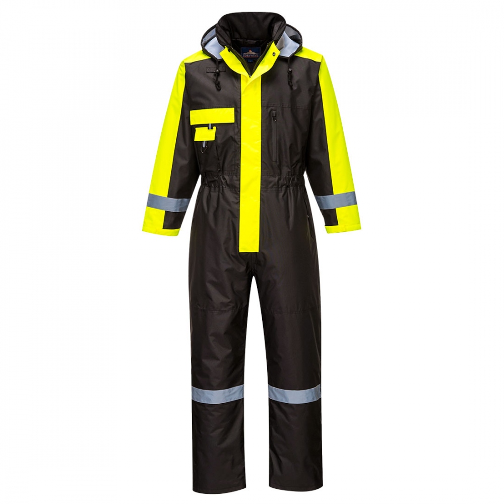 Portwest S585 Thermo winter coverall with reflective tape black/yellow
