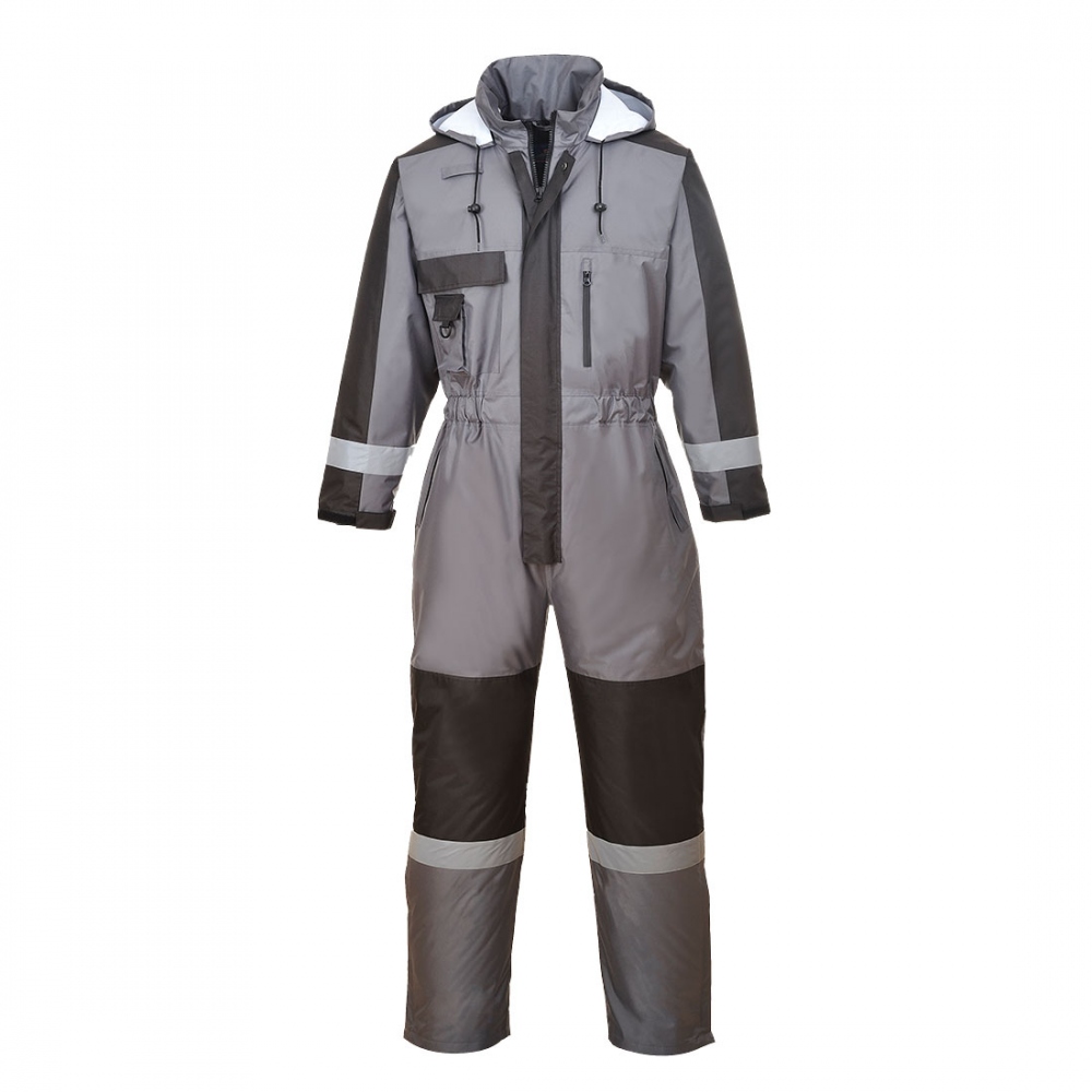 Portwest S585 Thermo winter coverall with reflective tape gray/black