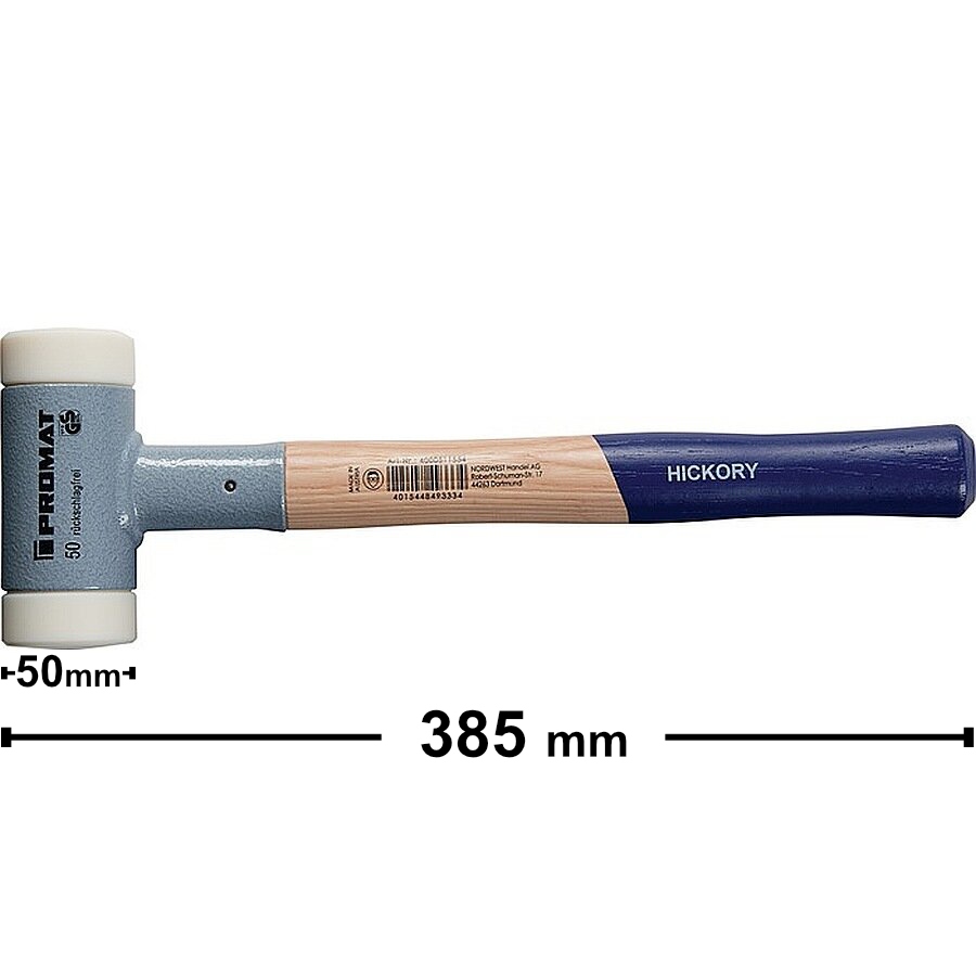PROMAT Soft-face Nylon Mallet non-rebound head-D 50mm, L 385mm