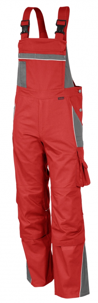 Qualitex PRO 61937TC2 work dungarees Red-grey
