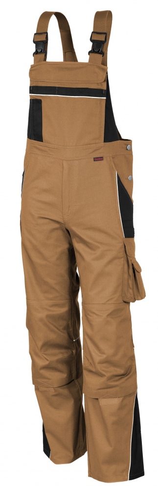 Qualitex PRO 61937TC3 work dungarees Khaki-black