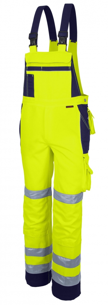 Qualitex PRO 61937TW1 warning protection work dungarees Yellow-navy