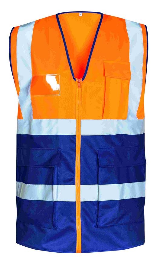 Safestyle 23509 High visibility vest with pockets orange-navy S-4XL