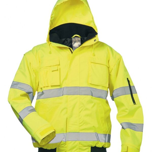 Hi Vis Hooded Bomber Jacket & Vest 2-in-1 yellow, Safestyle 23522
