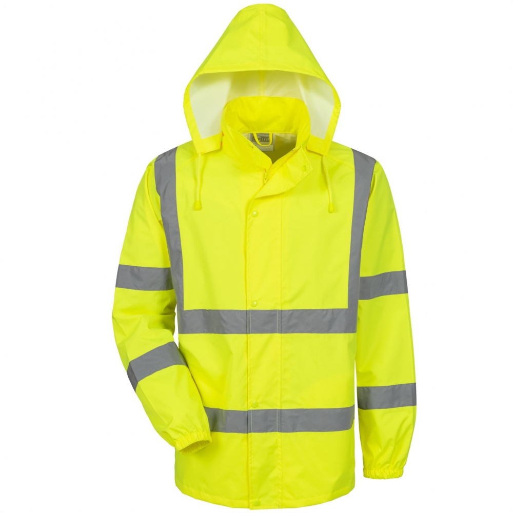Hooded Hi Vis Rain Jacket ISO 20471 class 3 yellow, Safestyle 23526