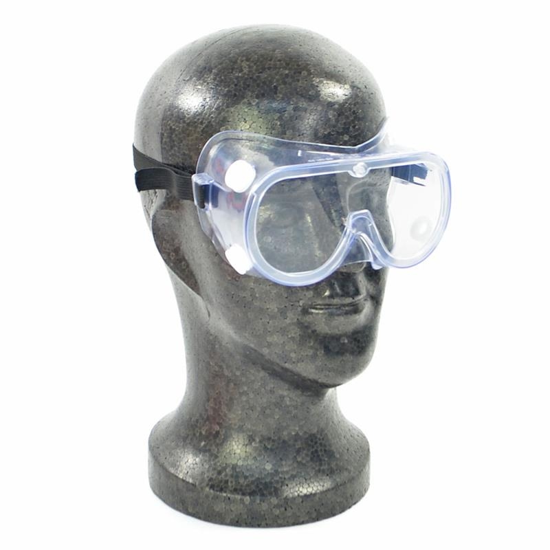 Polycarbonate protective goggles with adjustable band, anti-fogging