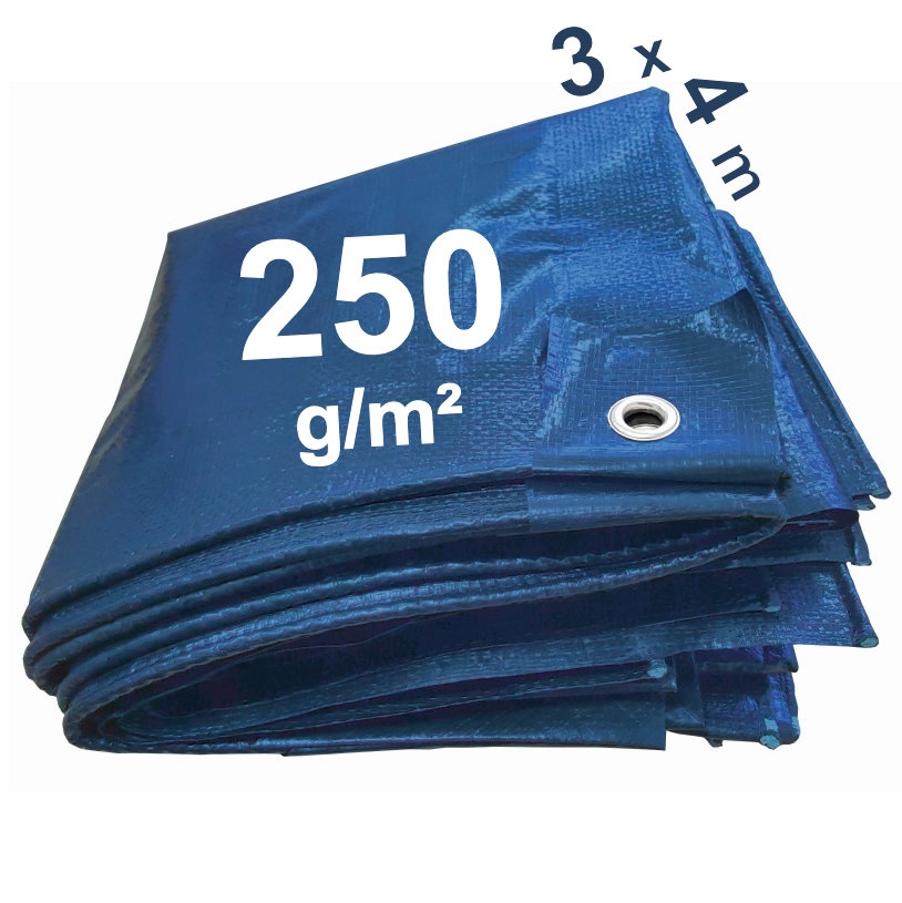 F-84336/3040 Heavy Blue PE-Tarpaulin 250g/m², 3m x 4m