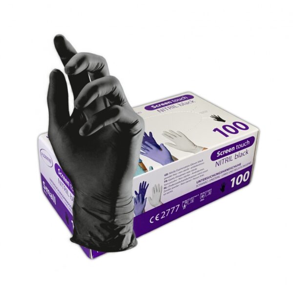 Solidstar 1391 black nitrile protection gloves, powder free S-XL