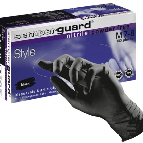 Semperguard Style black 100 nitrile protection gloves powder free box