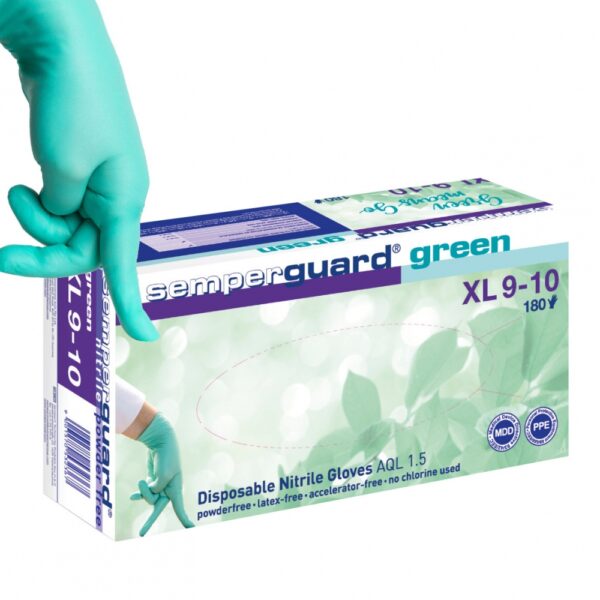 Semperguard Green Box of 200 disposable nitrile powder free gloves