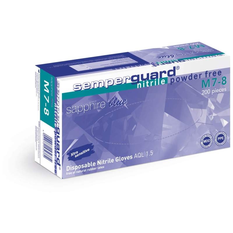 Semperguard Sapphire blue Box of 100 disposable nitrile gloves
