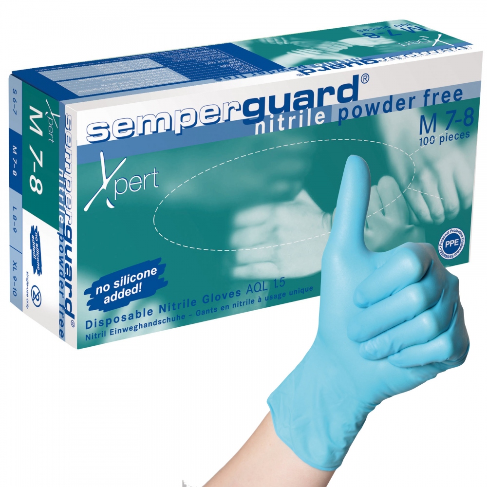 Semperguard Xpert 100 Disposable nitrile powder free gloves blue