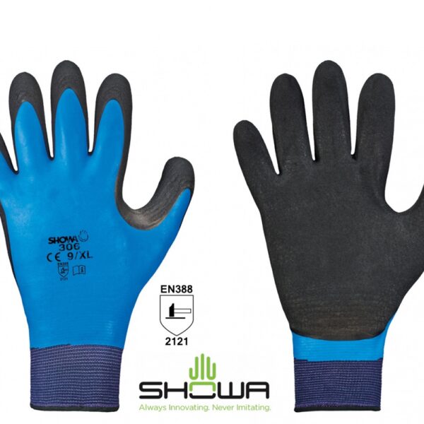 Showa Best 306 Dual Latex coated safety gloves 7-10