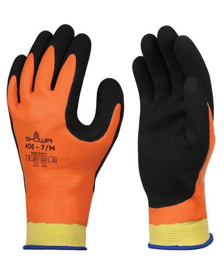 Showa 406 Cold resistant latex gloves orange-black