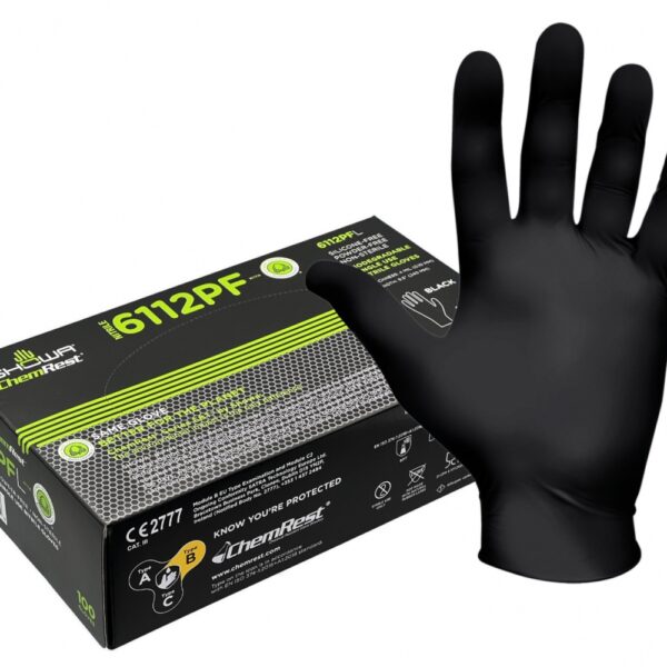 Showa 6112PF Biodegradable powder-free nitril disposal gloves black
