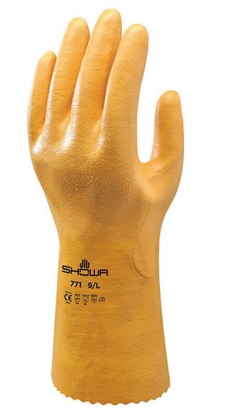 Showa 771 Nitrile chemical protection gloves yellow 320mm