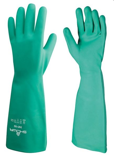 Showa 747 Reusable nitrile chemical protection gloves 480mm