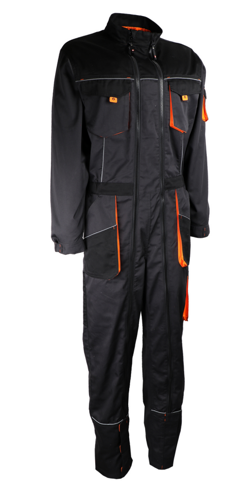 Singer Caire work overalls 2 zippers grey,black,orange, S-4XL