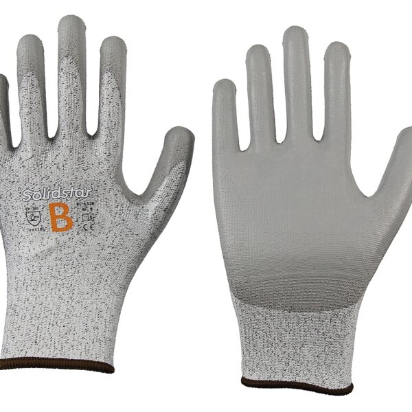 Solidstar 1326 PU coated cut resistant gloves grey seamless level B
