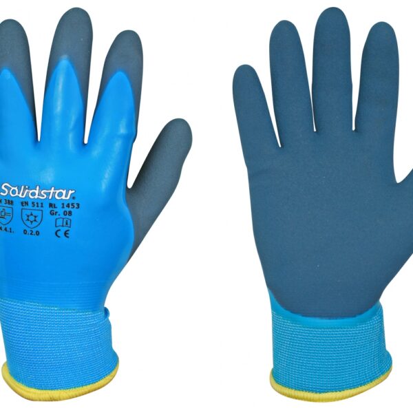 Solidstar 1453 Latex Double coated winter protective gloves bleu EN511