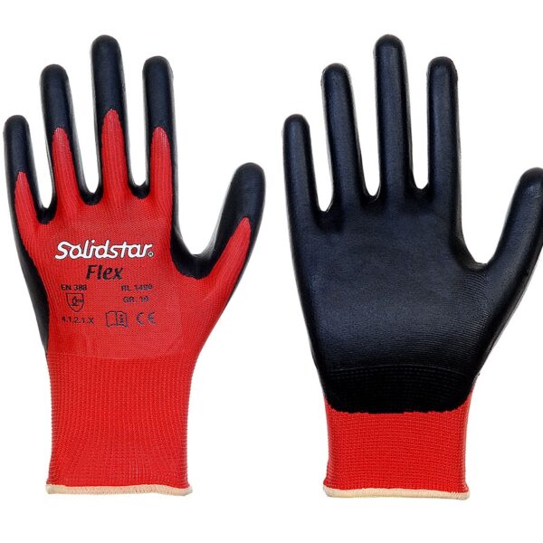 Solidstar 1490 FLEX Nitrile foam safety gloves breathable red