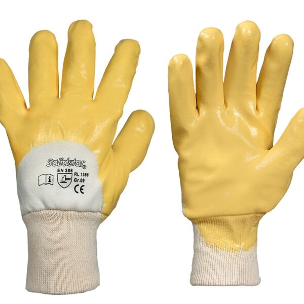 Solidstar 1368 knitted nitrile winter gloves with polar fleece yellow