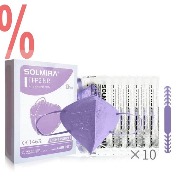 Solmira Foldable 5-layers particulate respirator mask purple FFP2 NR