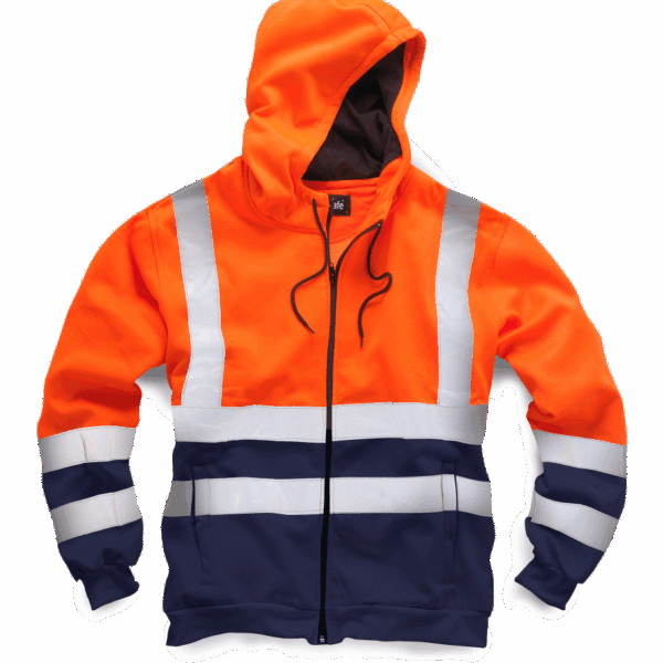 Standsafe HV032 High visibility hooded sweatshirt orange/navy blue