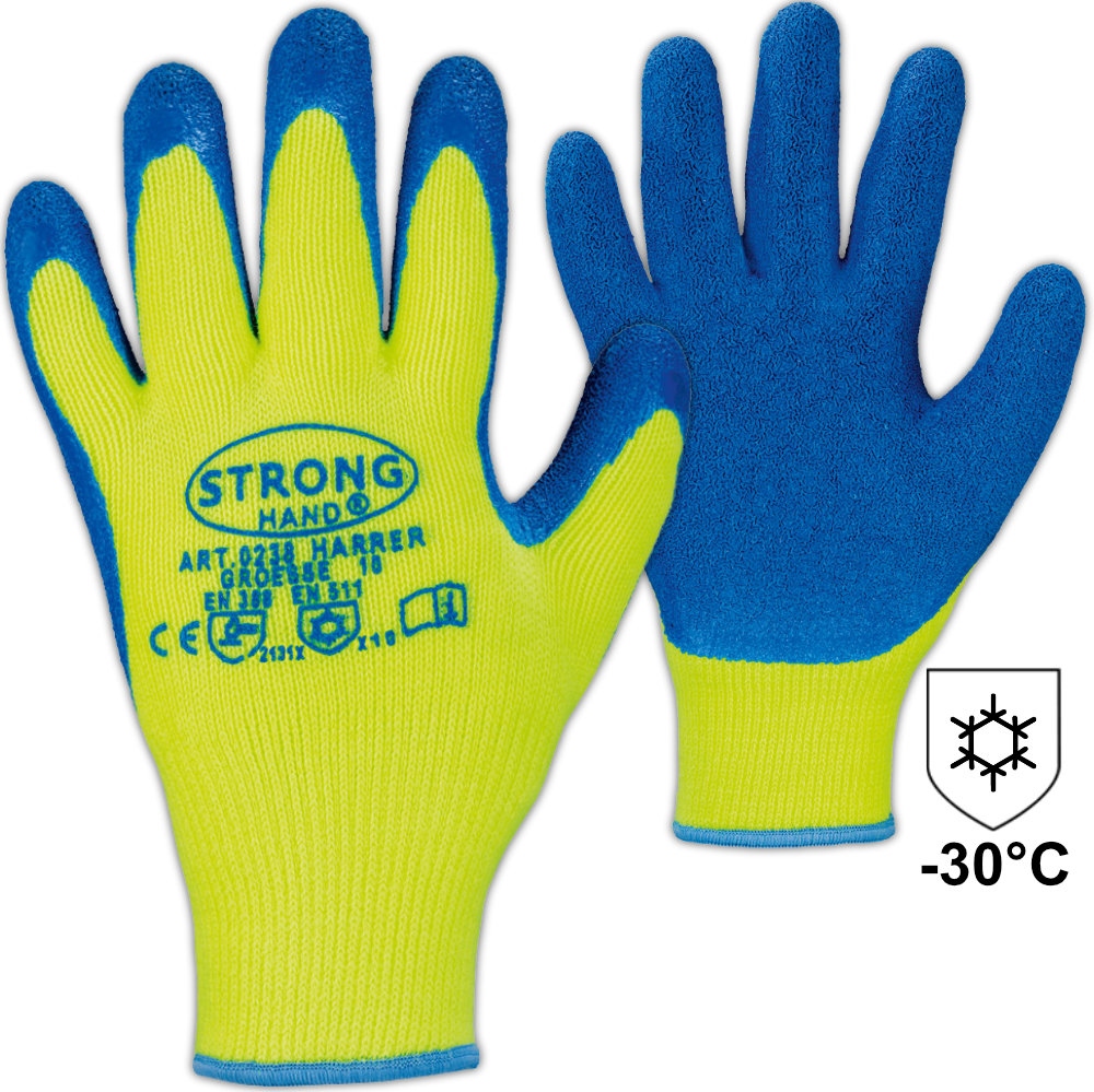 Stronghand 0238 HARRER Latex Winter Work Gloves yellow/blue 8-12