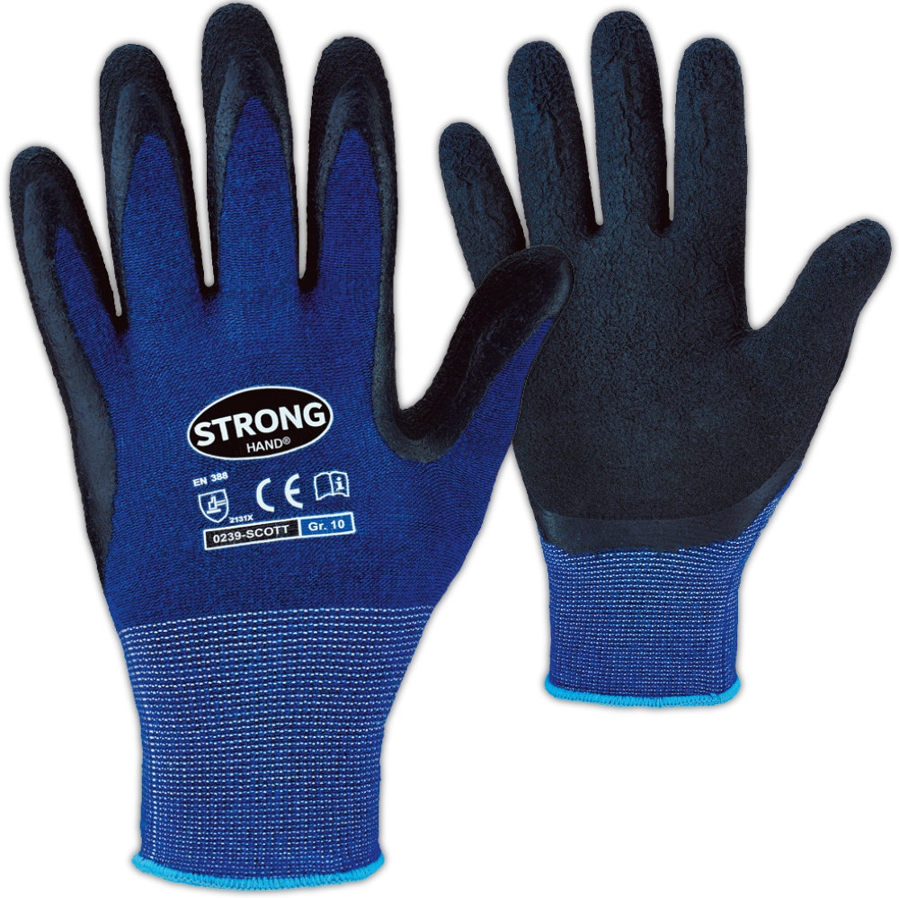 Stronghand 0239 SCOTT Latex-coated Cotton Safety Gloves Assembly 8-11