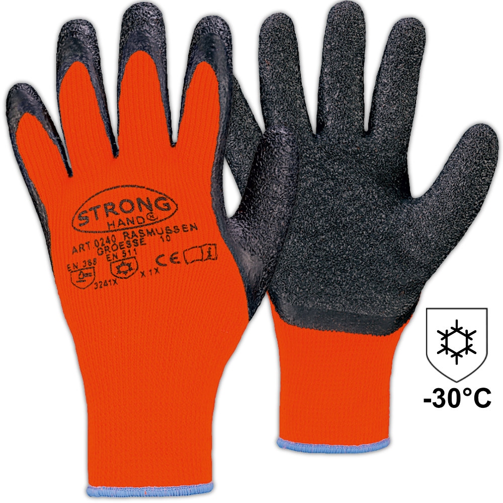 Stronghand 0240 RASMUSSEN Latex Winter Safety Gloves orange 8-11