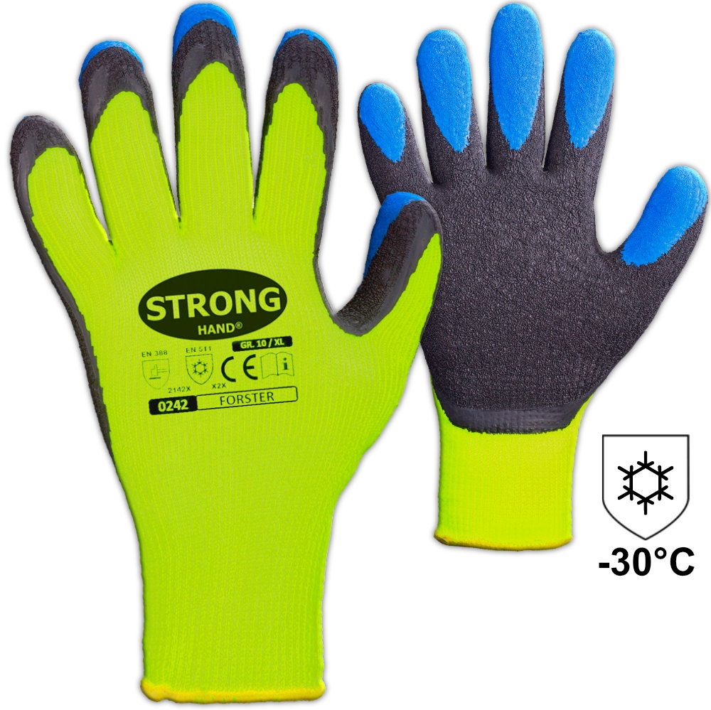 Stronghand 0242 FORSTER Latex Winter Safety Gloves neon-yellow 8-11