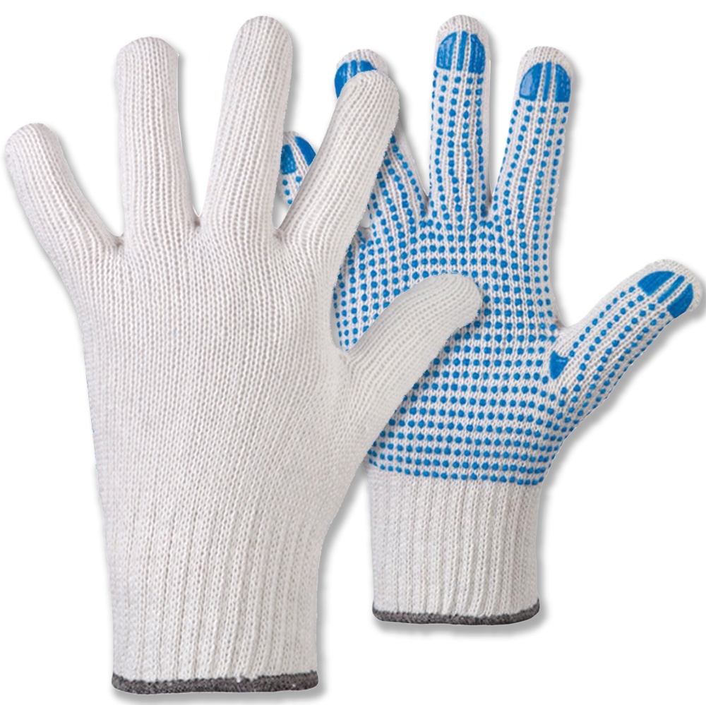 Stronghand 0360 KORLA PVC dotted Nylon Knit Gloves white/blue 7-11