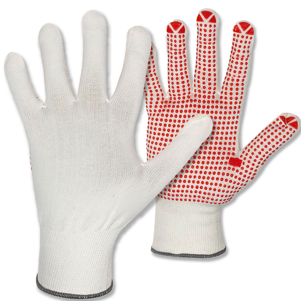 Stronghand 0374 NINGBO PVC dotted PA/Cotton Knit Gloves white/red 7-11