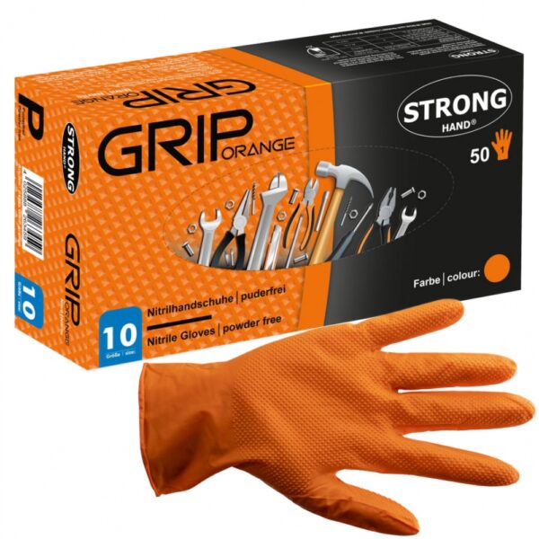 Stronghand 0424 Grip nitrile gloves powder free orange 50 pieces box