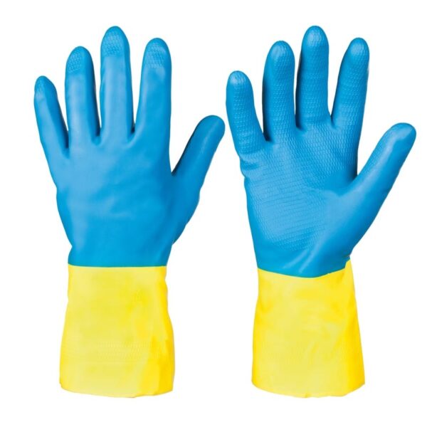 Stronghand 0456 KENORA Latex chemical protective gloves blue/yellow