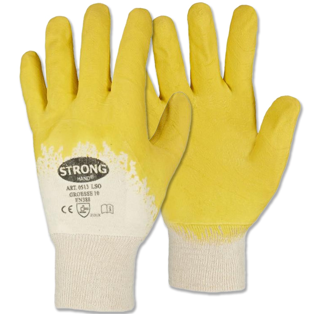 Stronghand 0513 LSO 3/4 Latex-coated Cotton Safety Gloves size 10